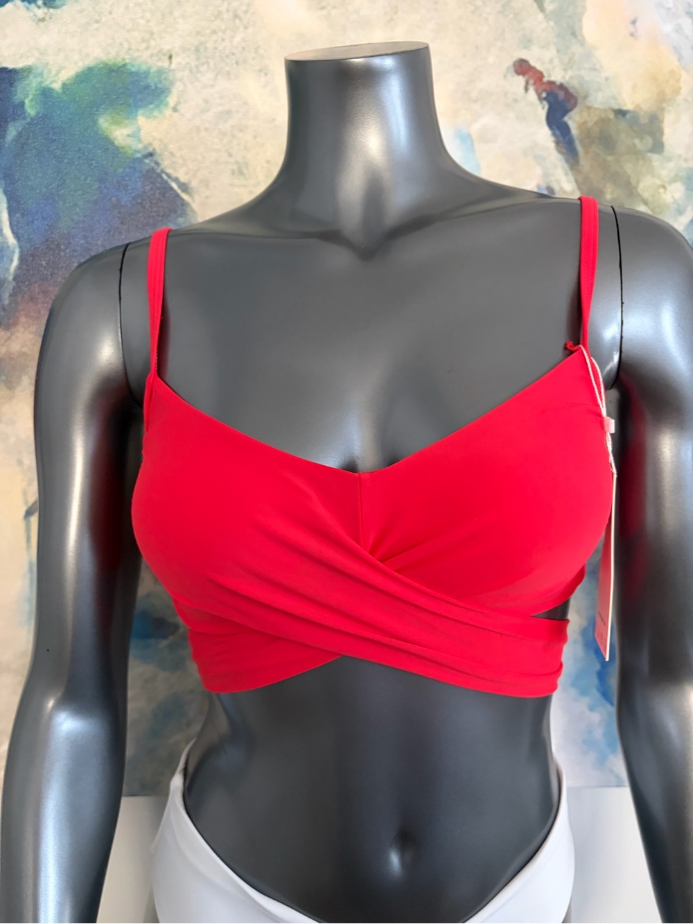 NTW Feager Bright Red Wireless Crisscross Front Bikini Top